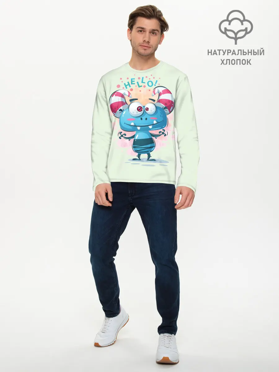 Мужской лонгслив базовый / HELLO (P007_P004ooo1944337, P004ooo1944337)
