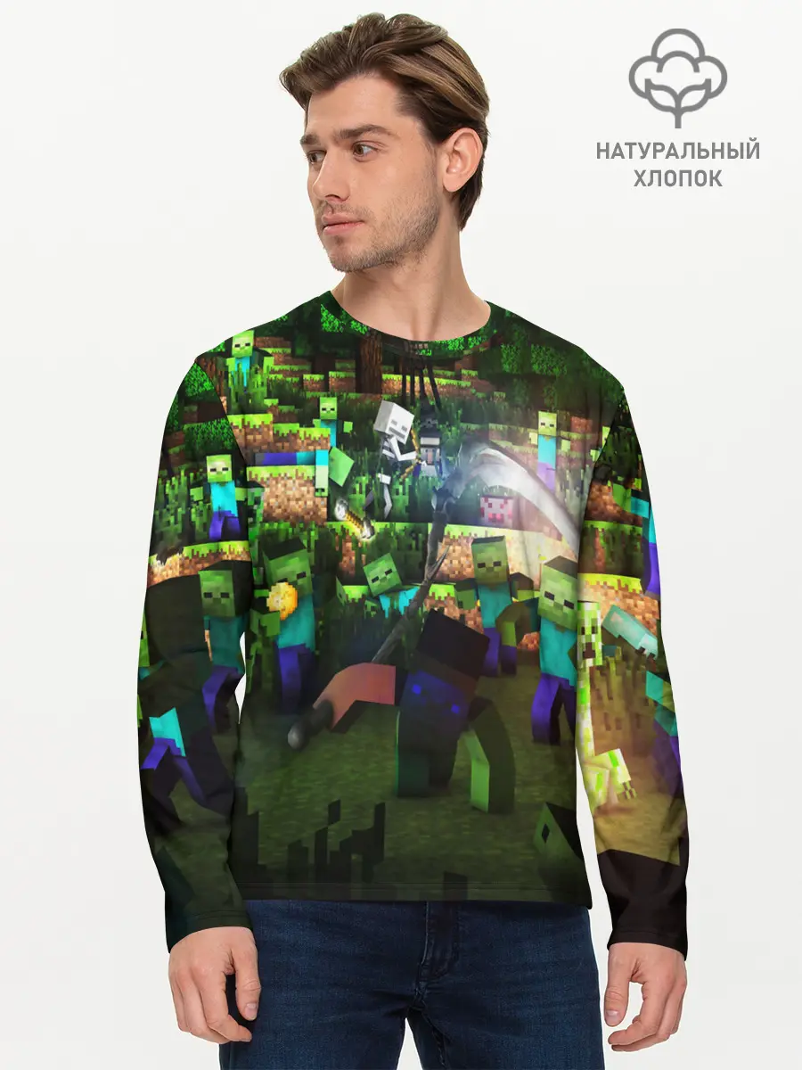 Мужской лонгслив базовый / MINECRAFT Creeper (P007_P004ooo1946343, P004ooo1946343)