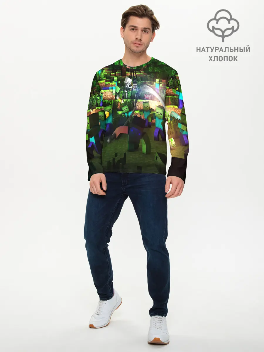 Мужской лонгслив базовый / MINECRAFT Creeper (P007_P004ooo1946343, P004ooo1946343)