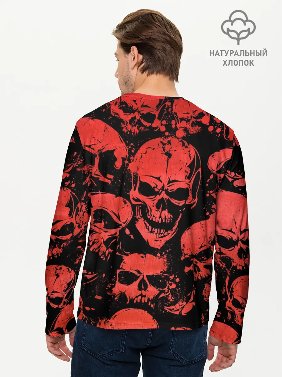 Мужской лонгслив базовый / Skulls pattern (P007_P004ooo1949939, P004ooo1949939)