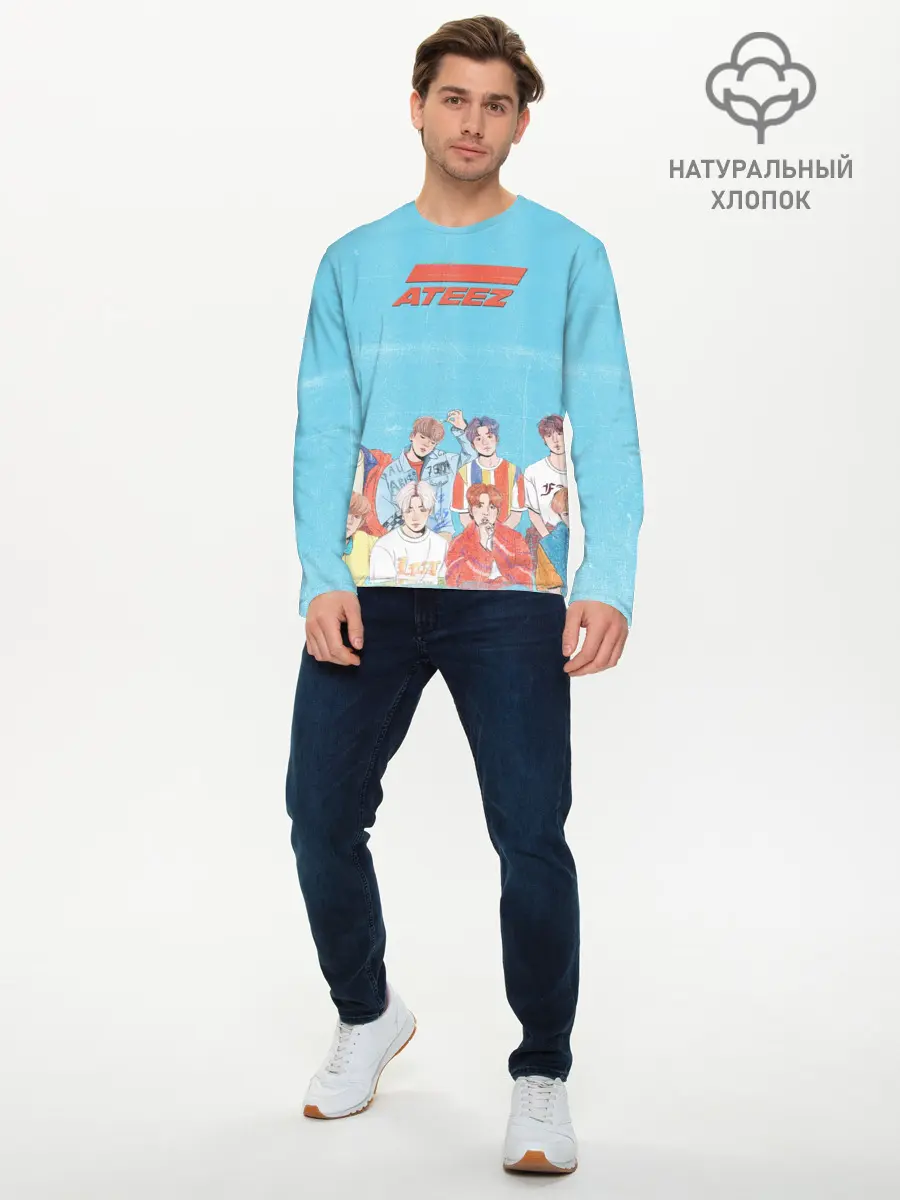 Мужской лонгслив базовый / Ateez K-pop (P007_P004ooo1949981, P004ooo1949981)