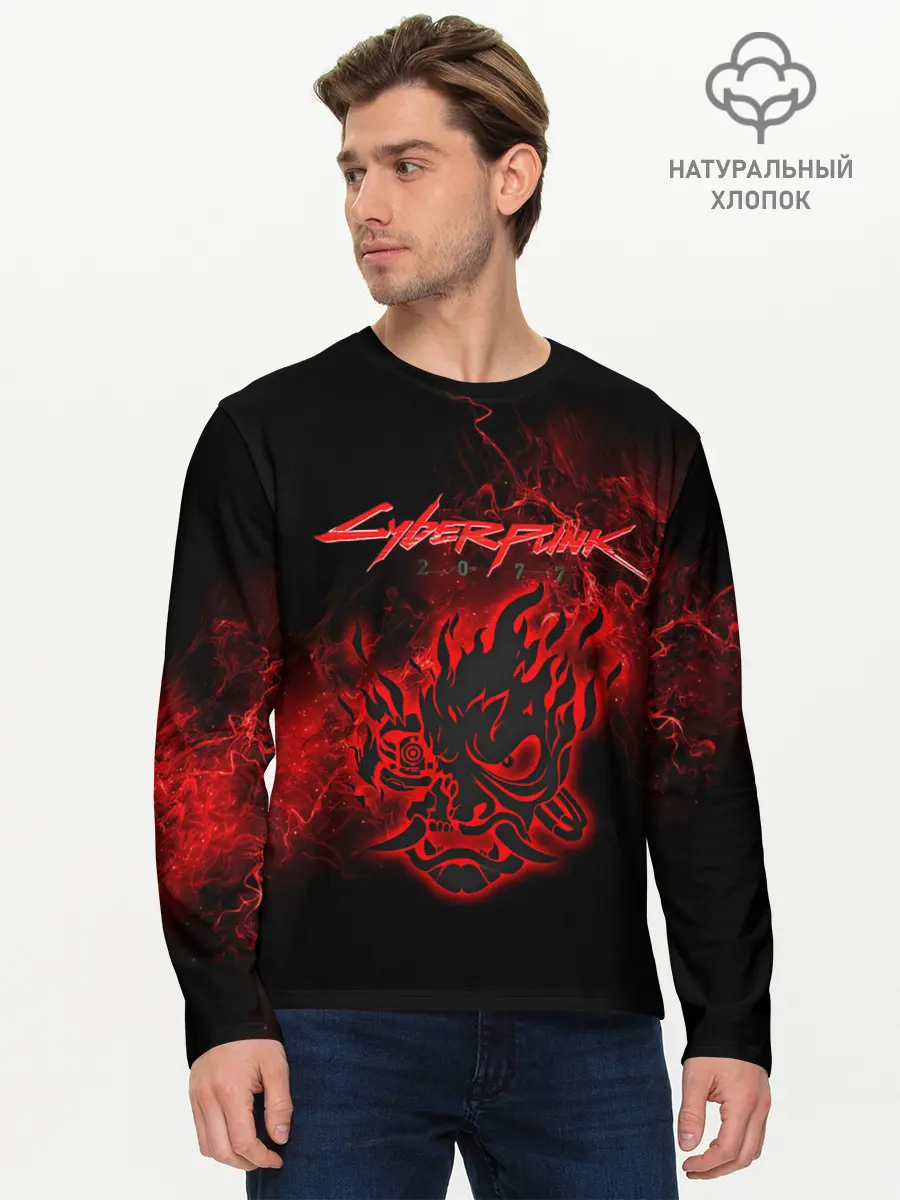 Мужской лонгслив базовый / Cyberpunk 2077. (P007_P004ooo1952515, P004ooo1952515)