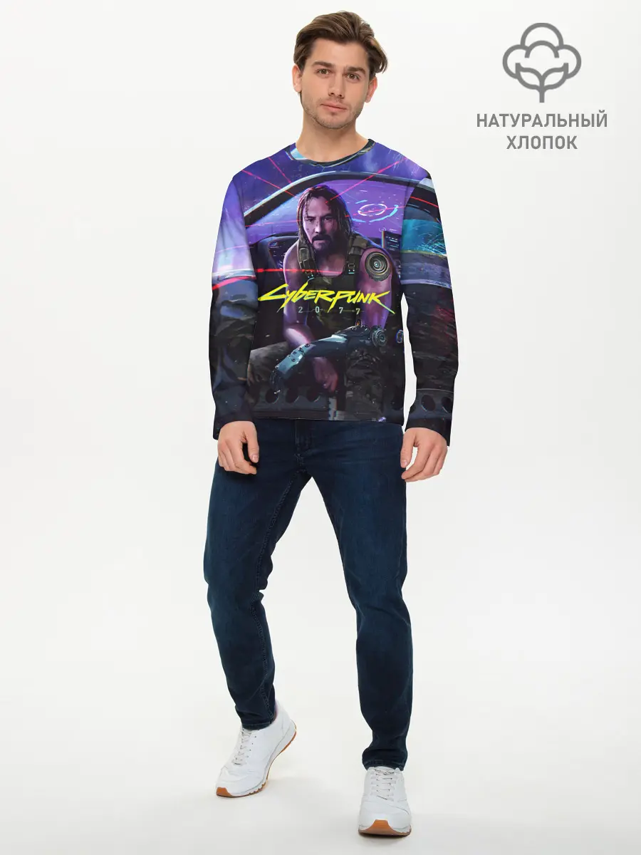 Мужской лонгслив базовый / CYBERPUNK 2077 - КИАНУ (P007_P004ooo1954985, P004ooo1954985)