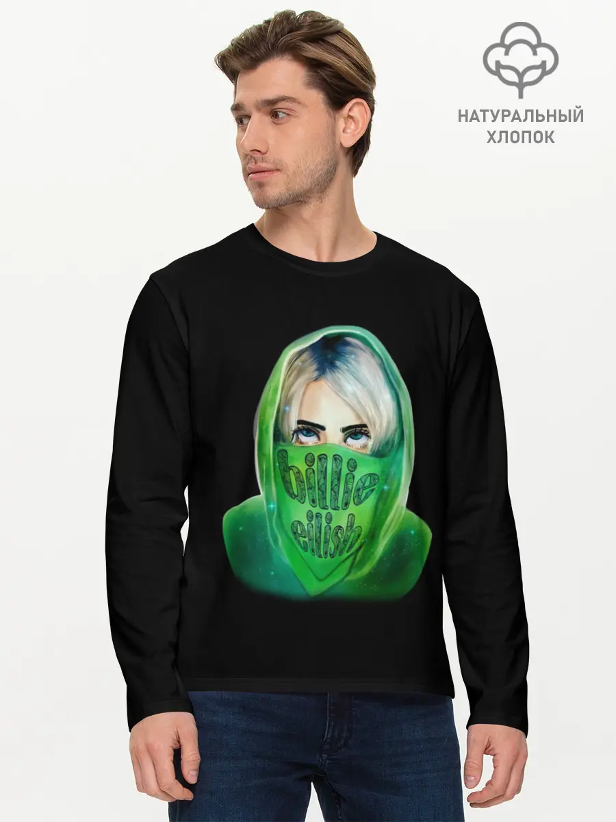 Мужской лонгслив базовый / Billie Eilish (P007_P004ooo1955107, P004ooo1955107)