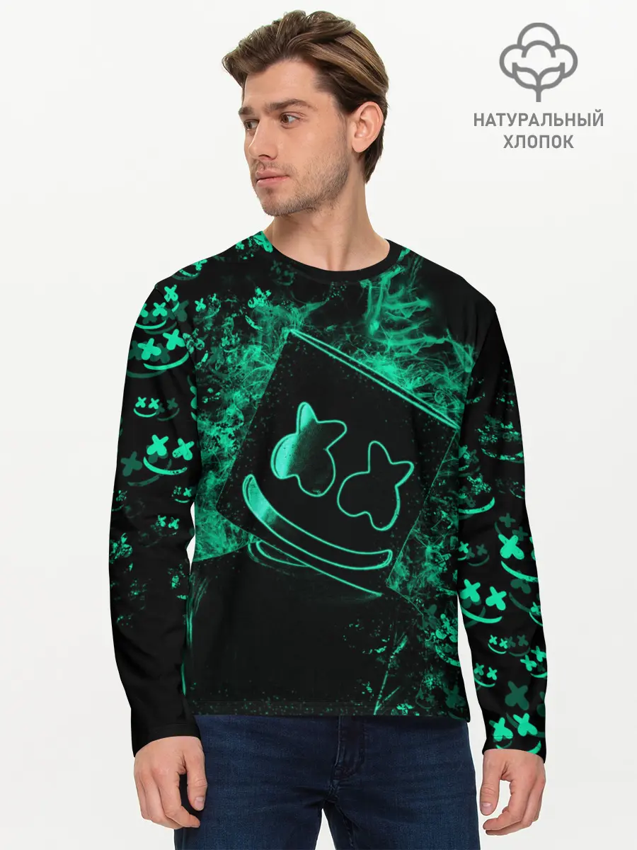 Мужской лонгслив базовый / Marshmello (P007_P004ooo1958285, P004ooo1958285)