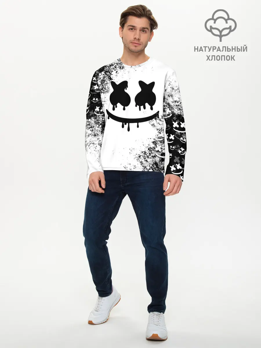 Мужской лонгслив базовый / Marshmello (P007_P004ooo1958291, P004ooo1958291)
