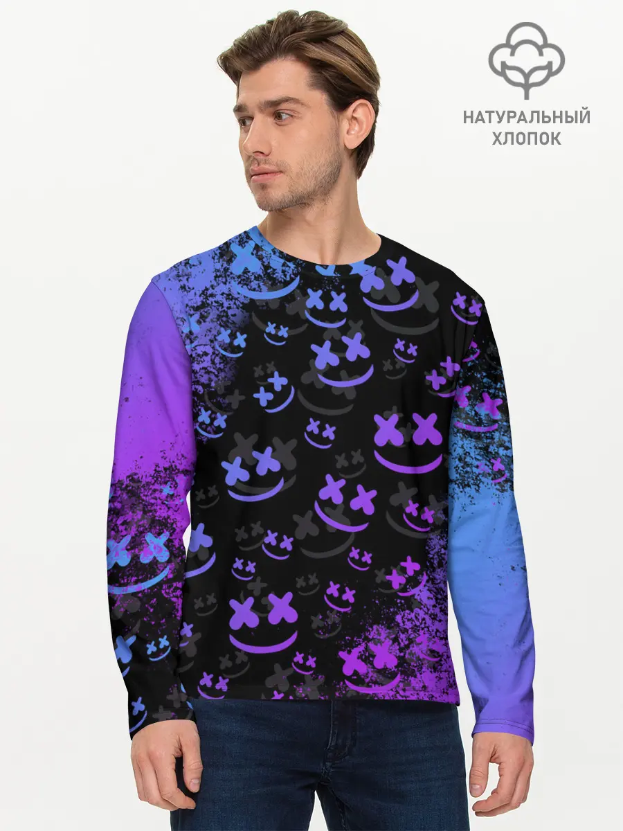 Мужской лонгслив базовый / Marshmello (P007_P004ooo1958293, P004ooo1958293)