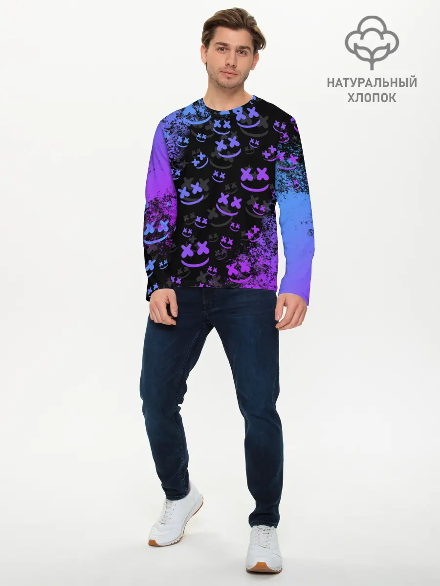Мужской лонгслив базовый / Marshmello (P007_P004ooo1958293, P004ooo1958293)