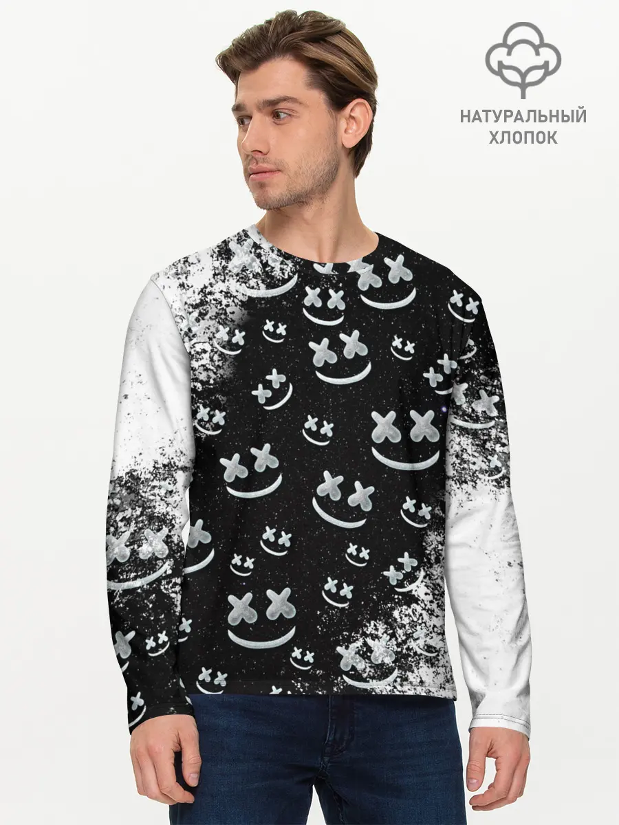 Мужской лонгслив базовый / Marshmello (P007_P004ooo1958297, P004ooo1958297)