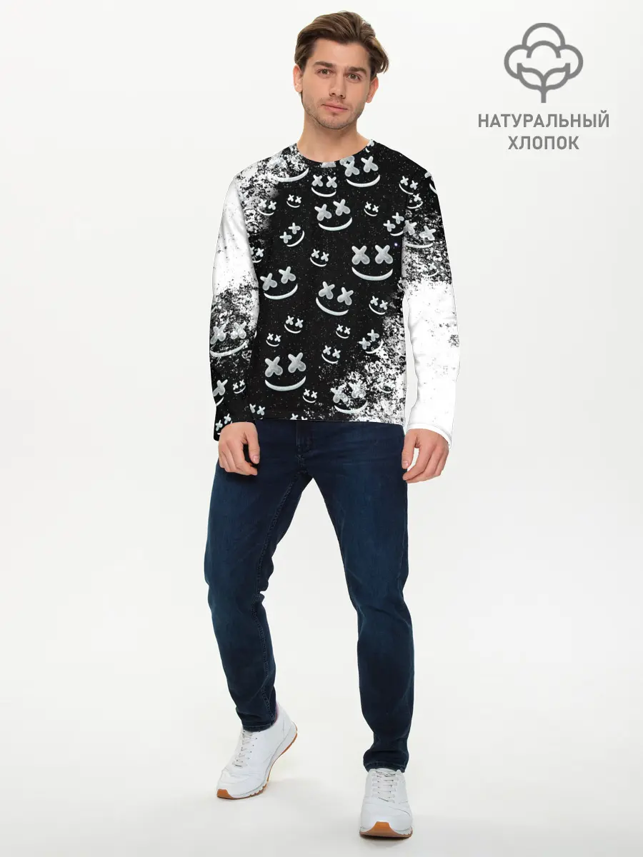 Мужской лонгслив базовый / Marshmello (P007_P004ooo1958297, P004ooo1958297)