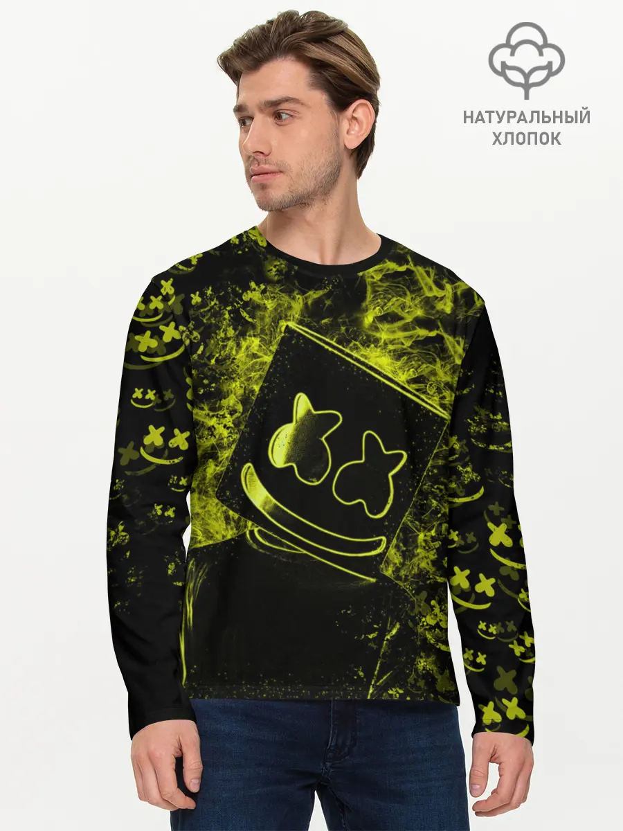 Мужской лонгслив базовый / Marshmello (P007_P004ooo1958275, P004ooo1958275)