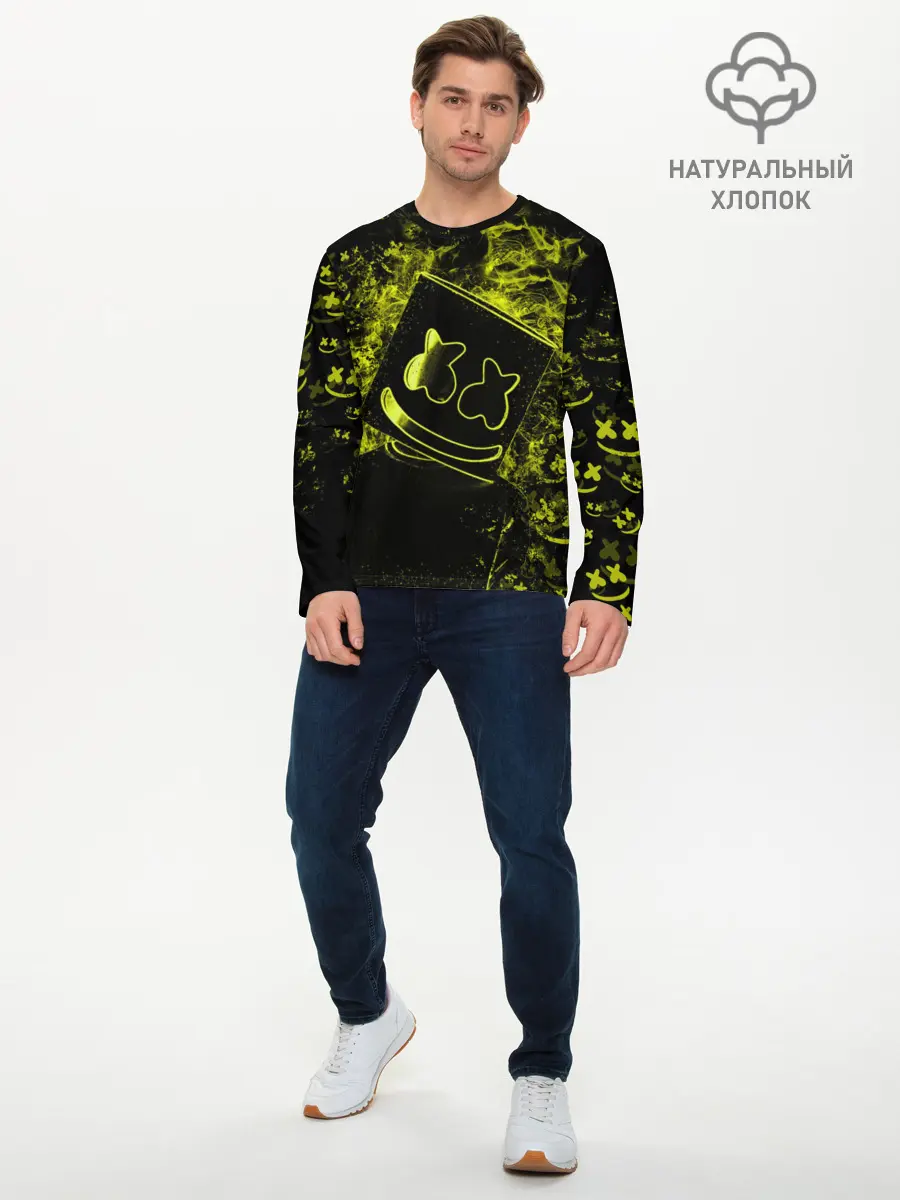 Мужской лонгслив базовый / Marshmello (P007_P004ooo1958275, P004ooo1958275)
