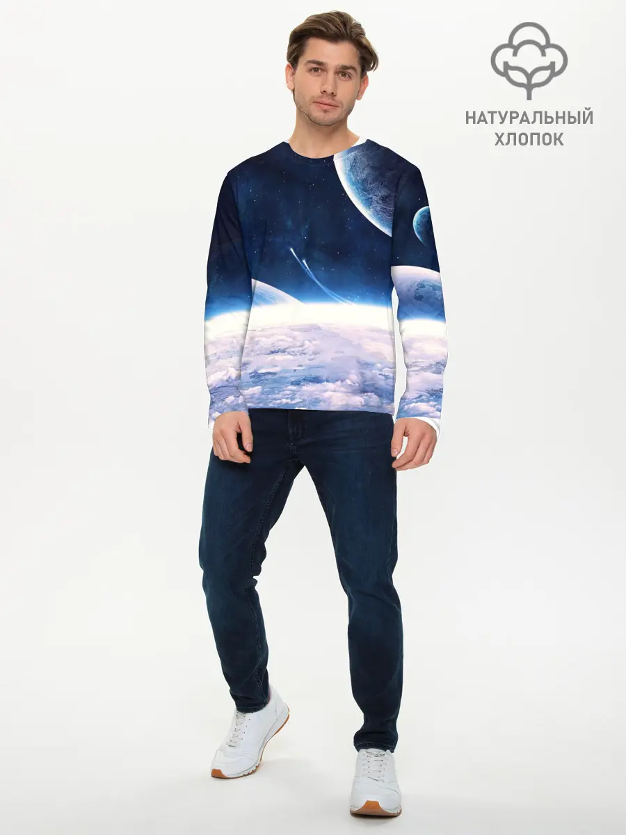 Мужской лонгслив базовый / Космос (P007_P004ooo1958735, P004ooo1958735)