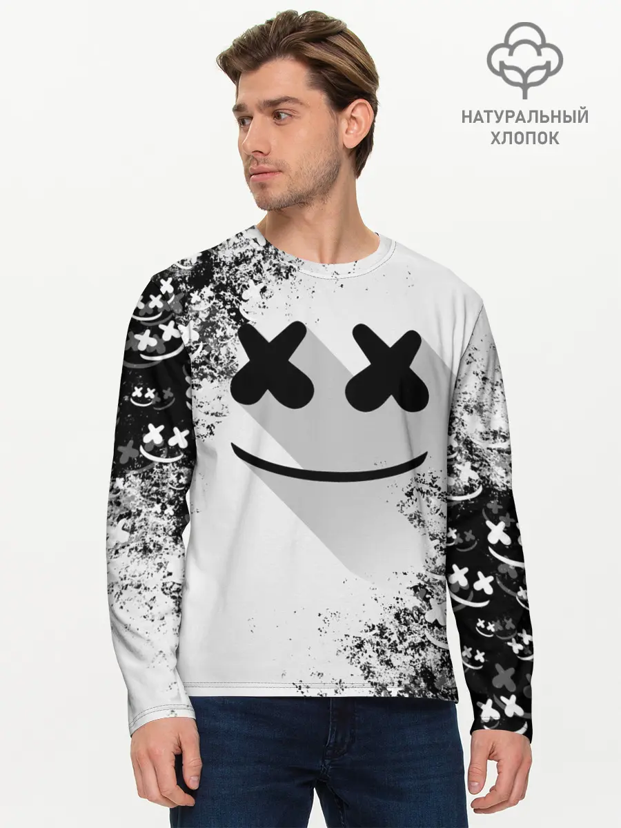 Мужской лонгслив базовый / Marshmello (P007_P004ooo1958273, P004ooo1958273)