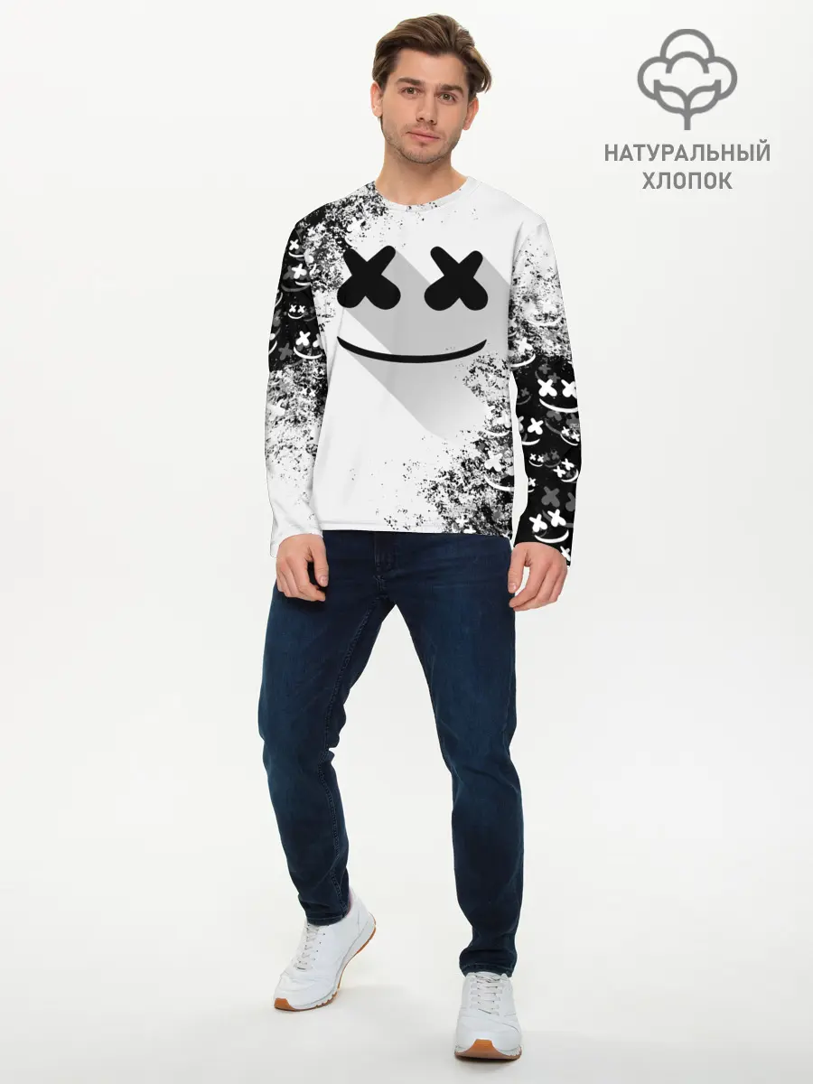 Мужской лонгслив базовый / Marshmello (P007_P004ooo1958273, P004ooo1958273)