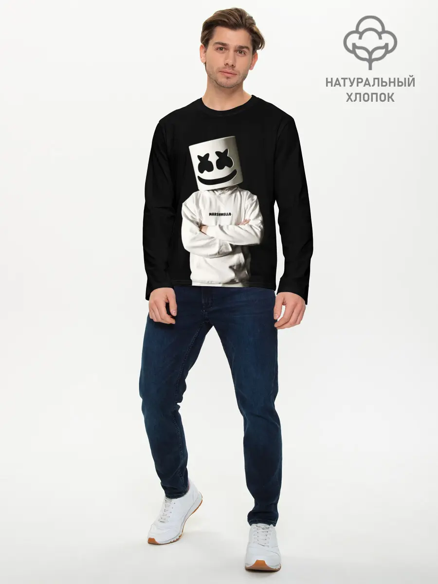 Мужской лонгслив базовый / Marshmello (P007_P004ooo1971371, P004ooo1971371)