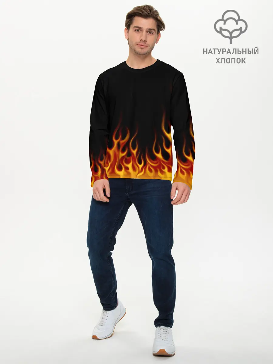 Мужской лонгслив базовый / Пламя Old School (P007_P004ooo1974209, P004ooo1974209)