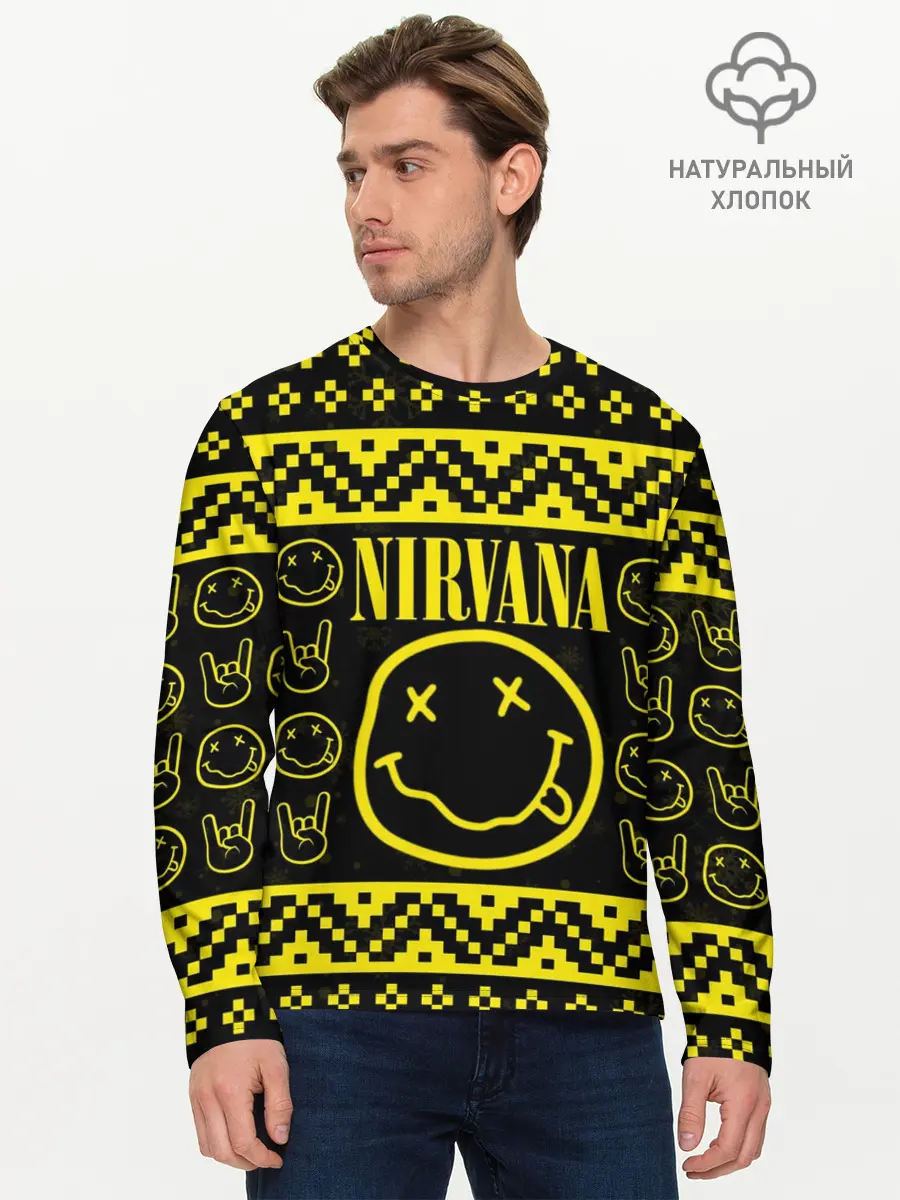 Мужской лонгслив базовый / НОВОГОДНЯЯ NIRVANA (P007_P004ooo1975469, P004ooo1975469)