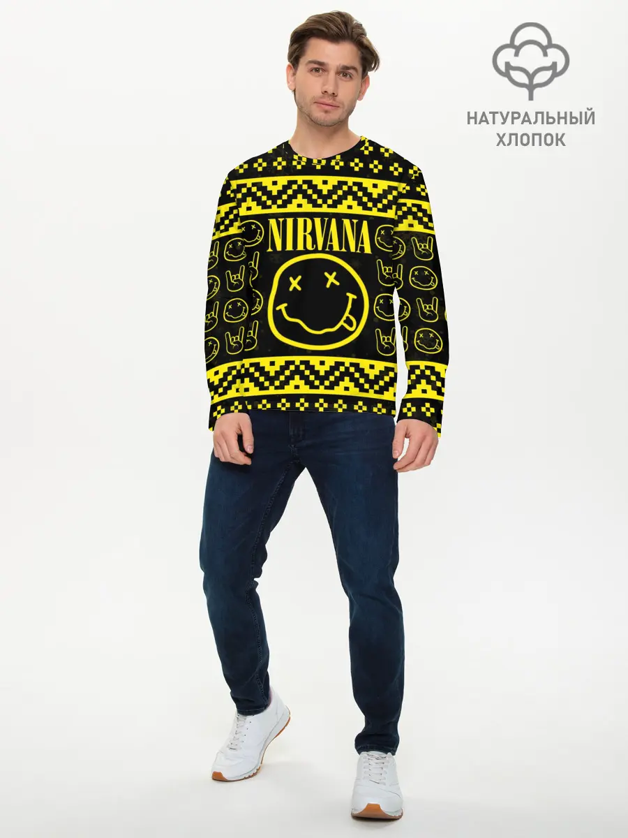 Мужской лонгслив базовый / НОВОГОДНЯЯ NIRVANA (P007_P004ooo1975469, P004ooo1975469)
