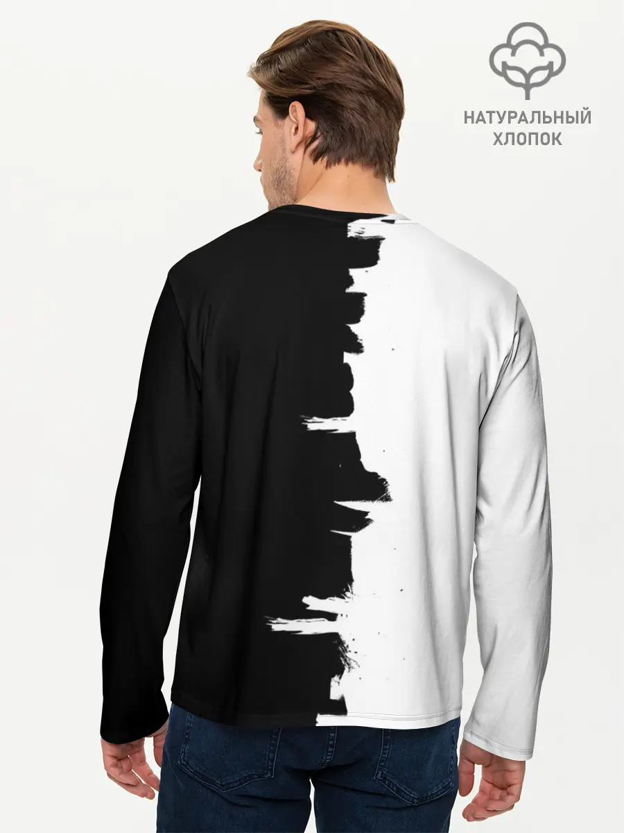 Мужской лонгслив базовый / Черным по белому (P007_P004ooo1979497, P004ooo1979497)
