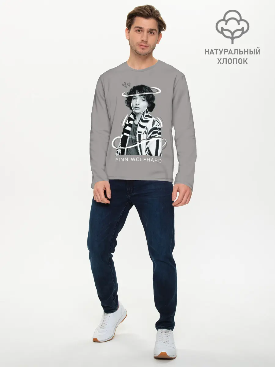 Мужской лонгслив базовый / finn wolfhard (P007_P004ooo1980907, P004ooo1980907)