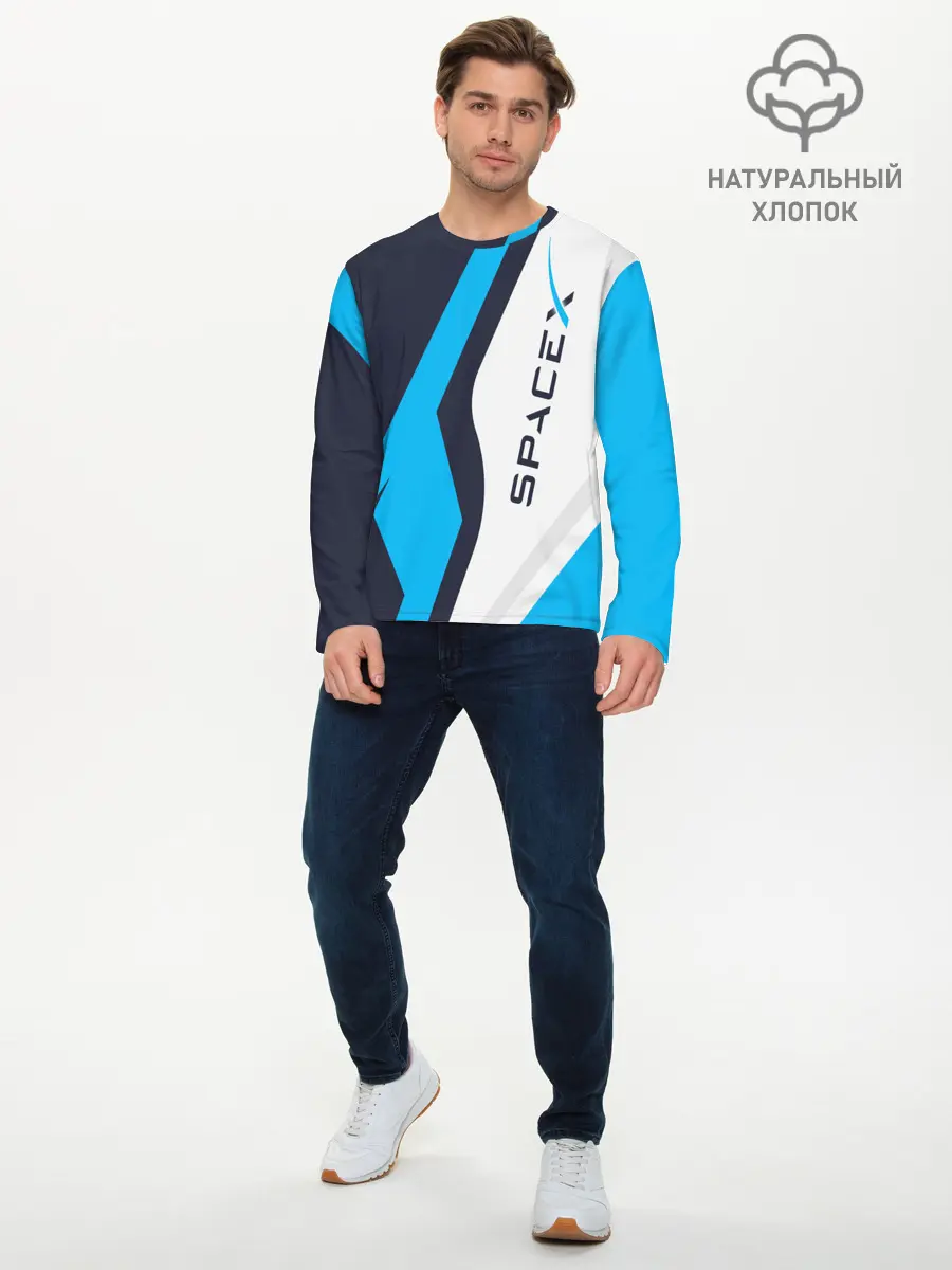 Мужской лонгслив базовый / SpaceX (P007_P004ooo1986211, P004ooo1986211)