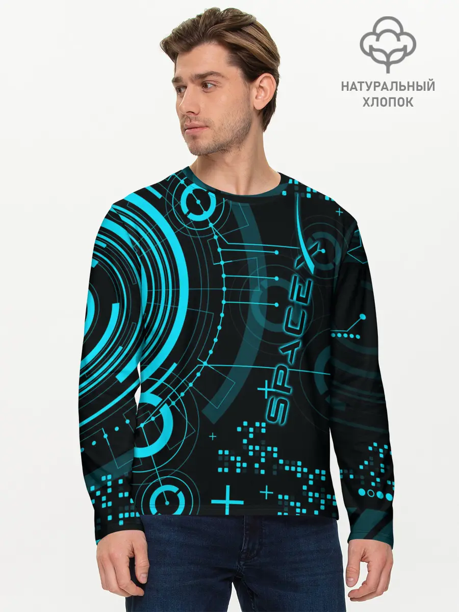 Мужской лонгслив базовый / SpaceX (P007_P004ooo1986197, P004ooo1986197)