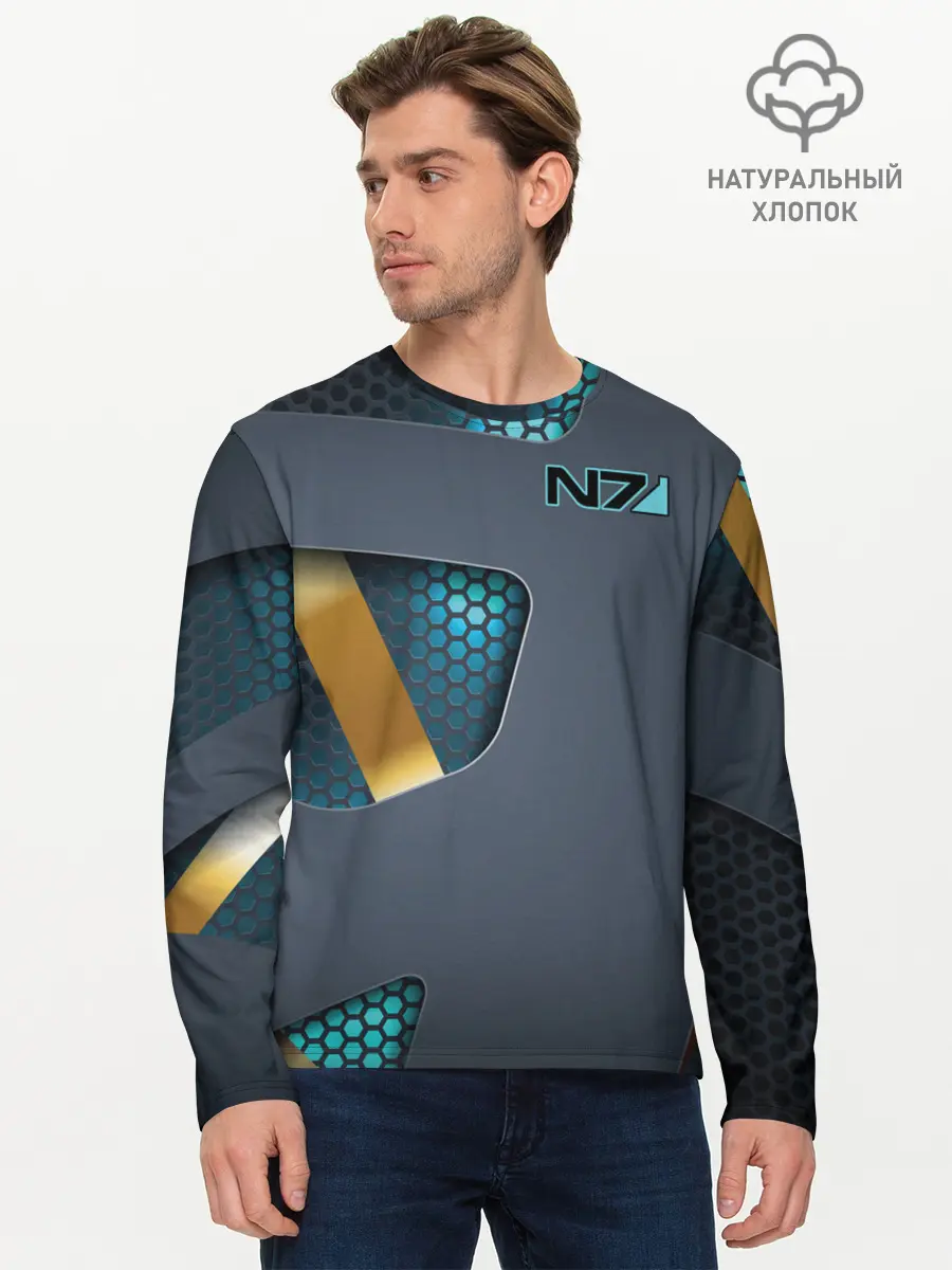 Мужской лонгслив базовый / MASS EFFECT N7 | МАСС ЭФФЕКТ Н7 (P007_P004ooo1989071, P004ooo1989071)