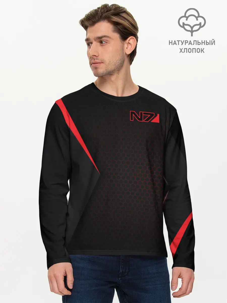 Мужской лонгслив базовый / Mass Effect N7 (P007_P004ooo1989083, P004ooo1989083)