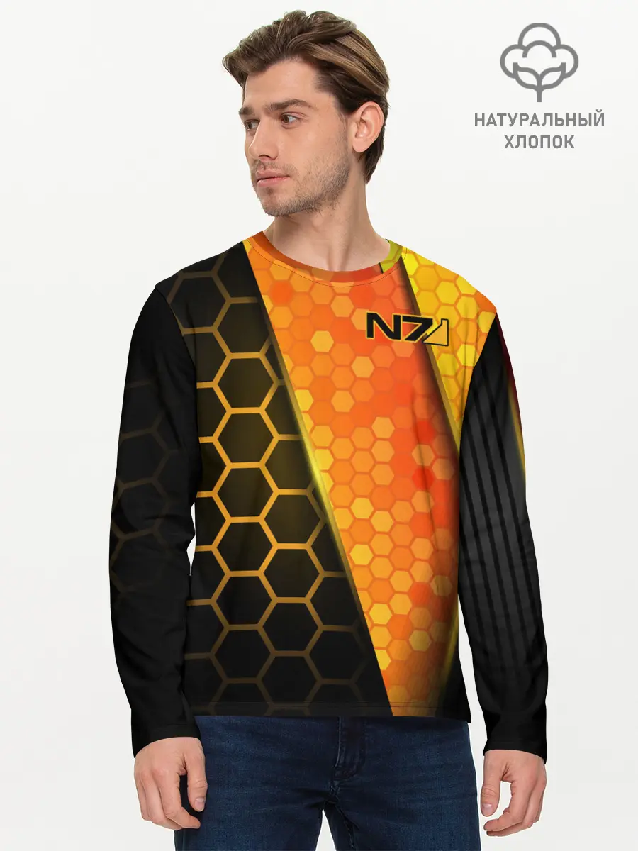 Мужской лонгслив базовый / Mass Effect N7 (P007_P004ooo1989155, P004ooo1989155)