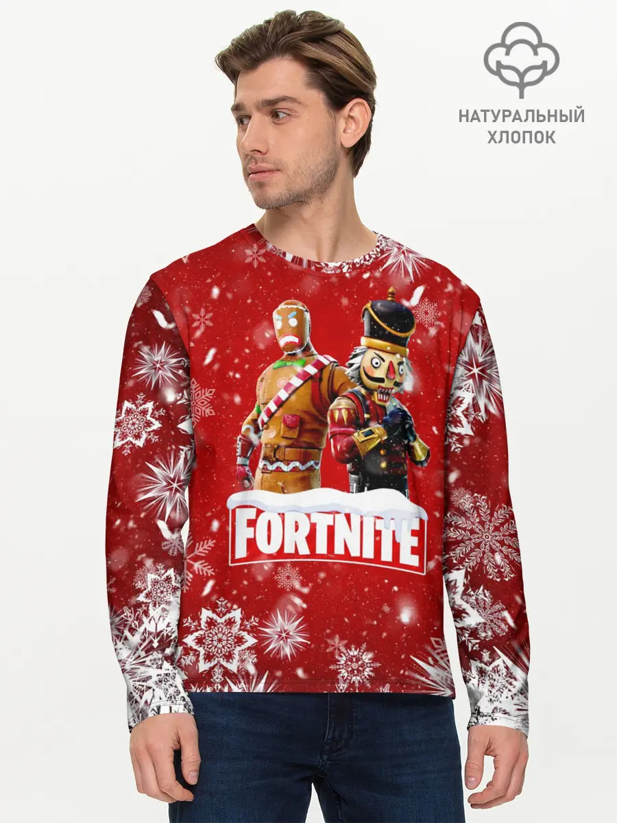 Мужской лонгслив базовый / Новогодний Fortnite (P007_P004ooo1988457, P004ooo1988457)
