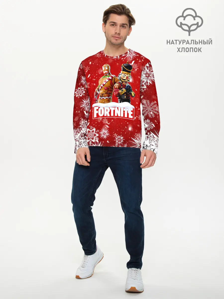 Мужской лонгслив базовый / Новогодний Fortnite (P007_P004ooo1988457, P004ooo1988457)