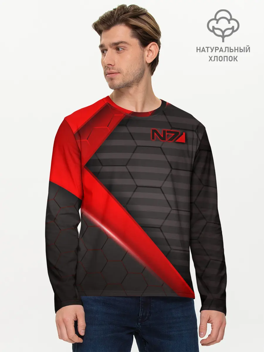 Мужской лонгслив базовый / MASS EFFECT N7 | МАСС ЭФФЕКТ Н7 (P007_P004ooo1989013, P004ooo1989013)