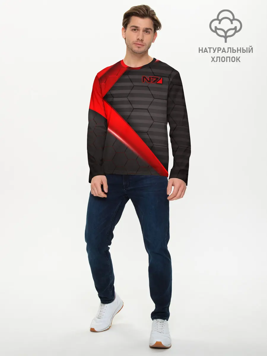 Мужской лонгслив базовый / MASS EFFECT N7 | МАСС ЭФФЕКТ Н7 (P007_P004ooo1989013, P004ooo1989013)