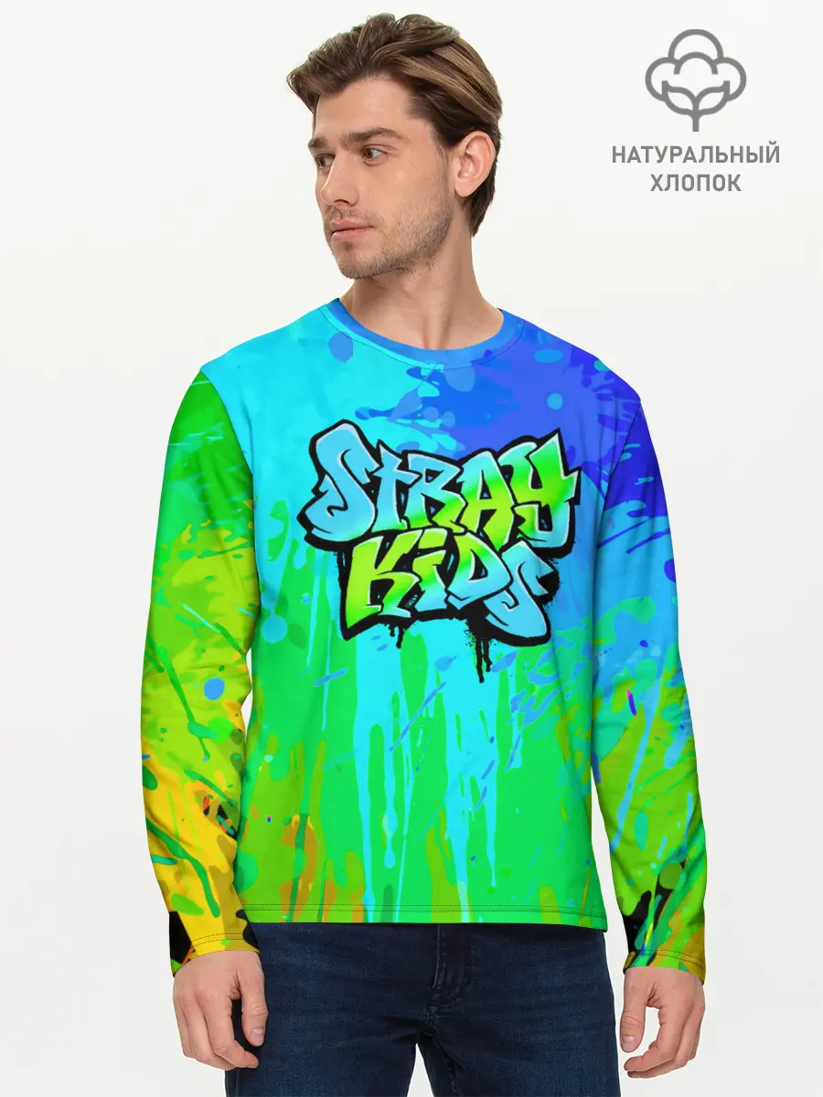 Мужской лонгслив базовый / Stray Kids (P007_P004ooo1990985, P004ooo1990985)