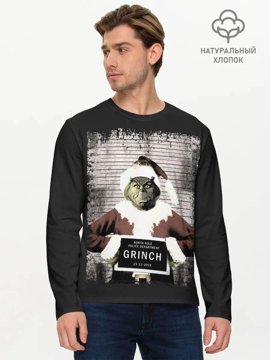 Мужской лонгслив базовый / Гринч (P007_P004ooo1993169, P004ooo1993169)