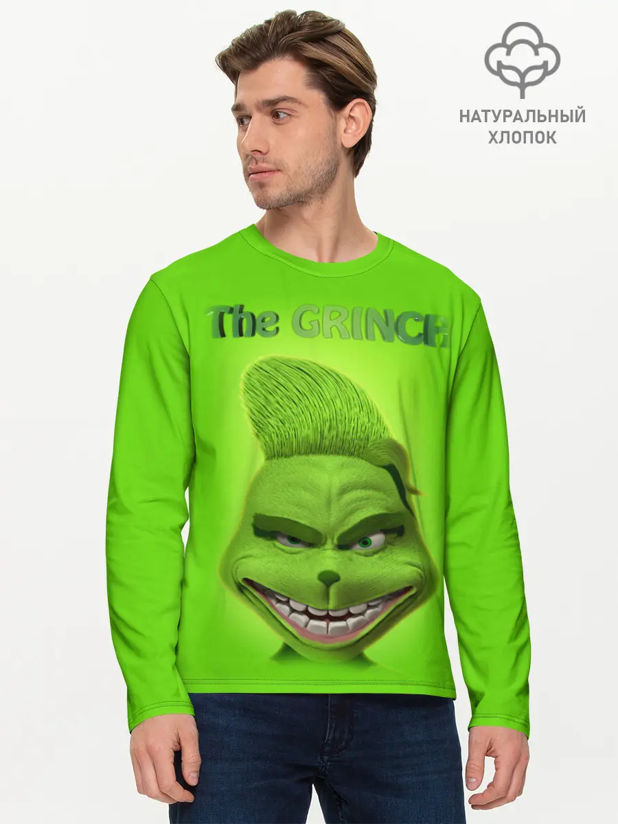 Мужской лонгслив базовый / Grinch Face (P007_P004ooo1993173, P004ooo1993173)