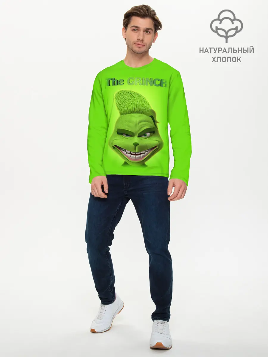 Мужской лонгслив базовый / Grinch Face (P007_P004ooo1993173, P004ooo1993173)