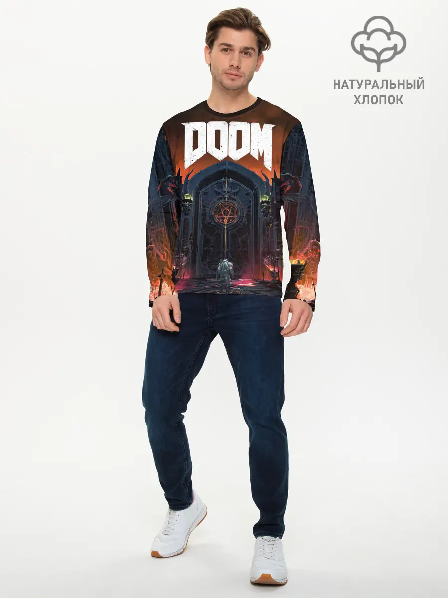 Мужской лонгслив базовый / DOOM - Hellgate (P007_P004ooo1995387, P004ooo1995387)