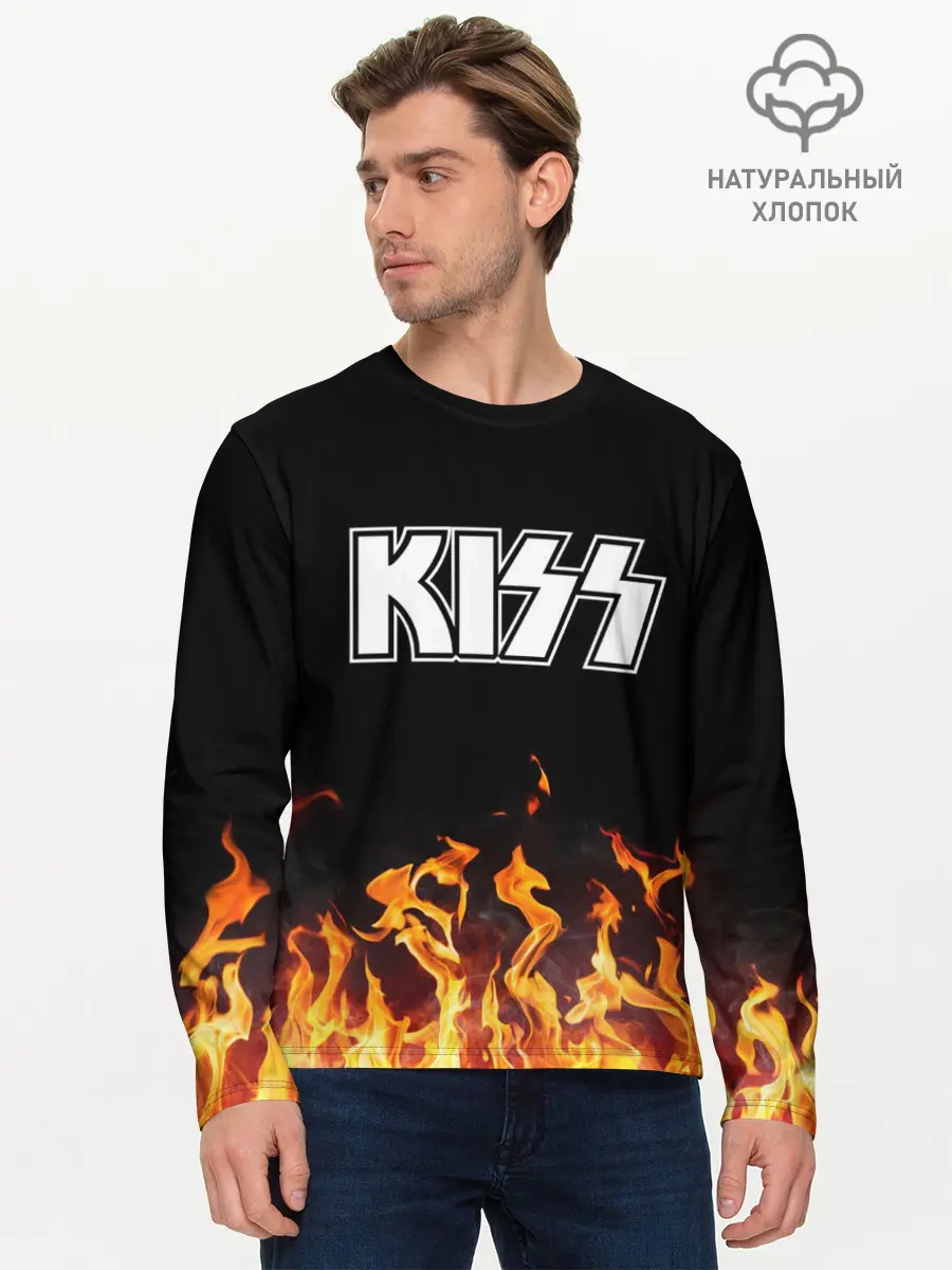 Мужской лонгслив базовый / Kiss (P007_P004ooo1996513, P004ooo1996513)