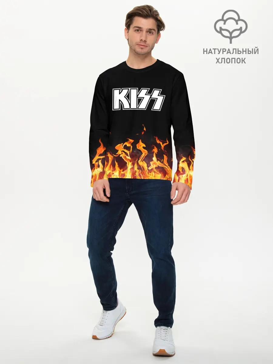 Мужской лонгслив базовый / Kiss (P007_P004ooo1996513, P004ooo1996513)