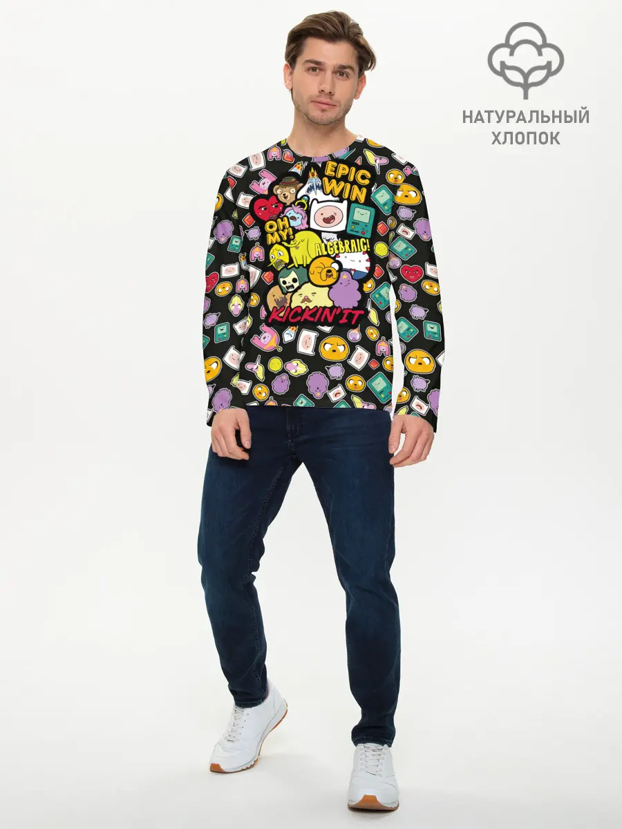 Мужской лонгслив базовый / Adventure Time stickers (P007_P004ooo1998449, P004ooo1998449)