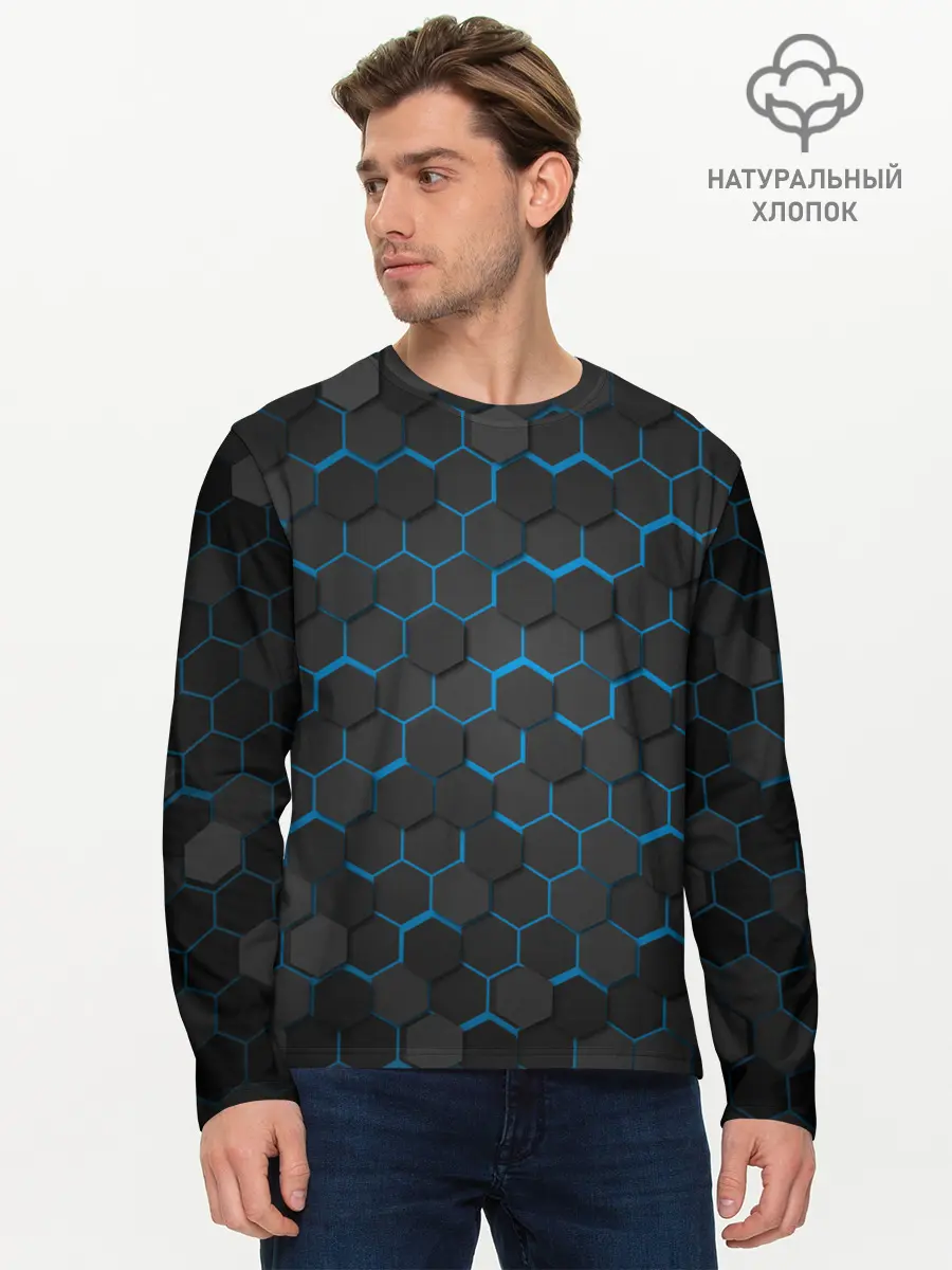 Мужской лонгслив базовый / OCTAGON голубой (P007_P004ooo2005473, P004ooo2005473)