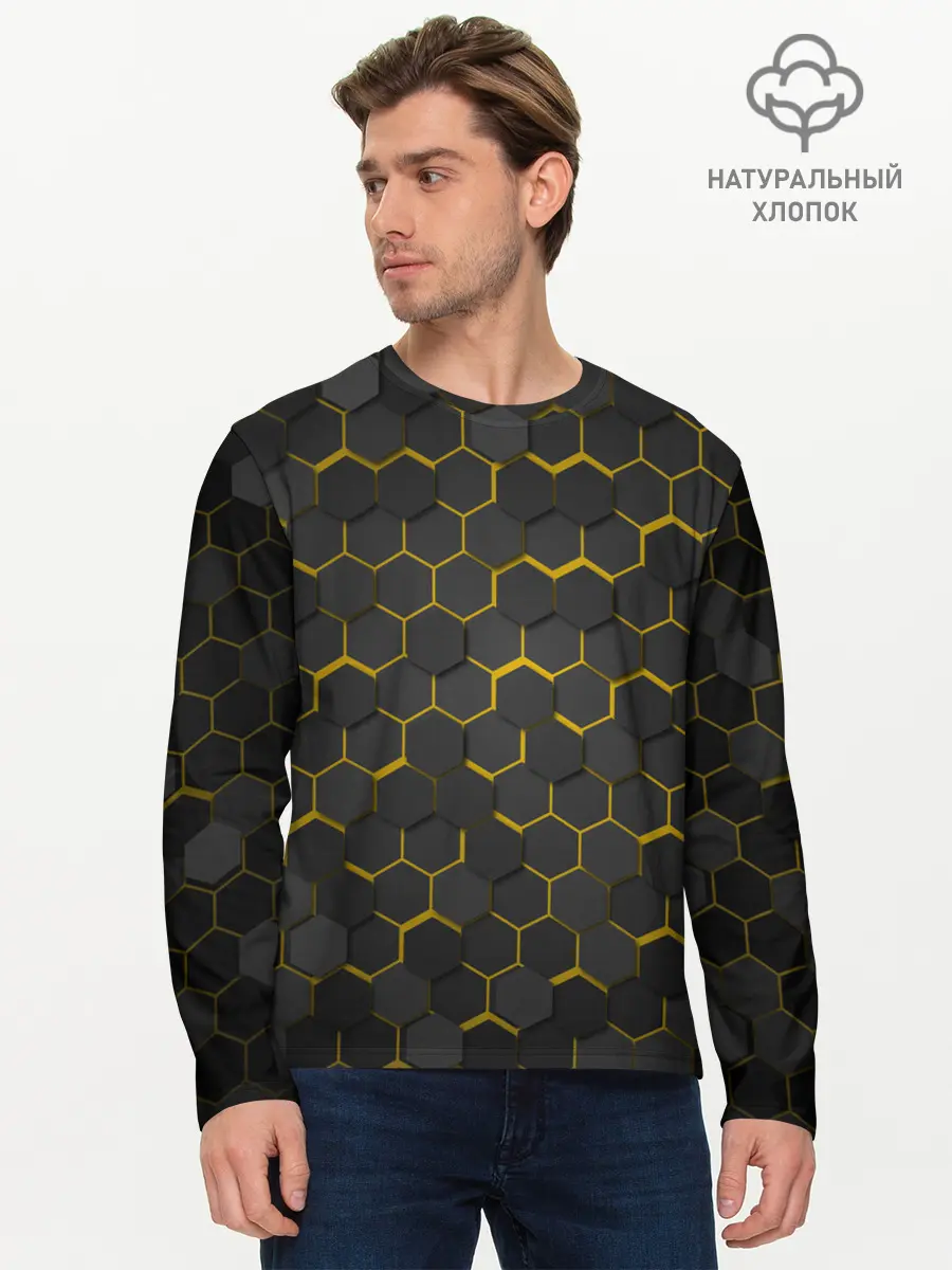 Мужской лонгслив базовый / OCTAGON желтый (P007_P004ooo2005489, P004ooo2005489)