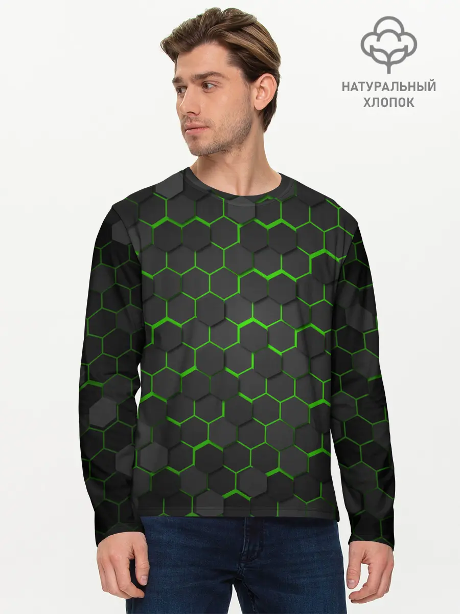 Мужской лонгслив базовый / OCTAGON зеленый (P007_P004ooo2005499, P004ooo2005499)