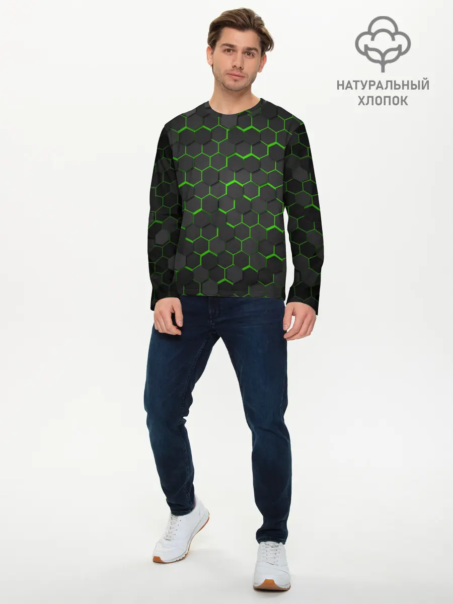 Мужской лонгслив базовый / OCTAGON зеленый (P007_P004ooo2005499, P004ooo2005499)