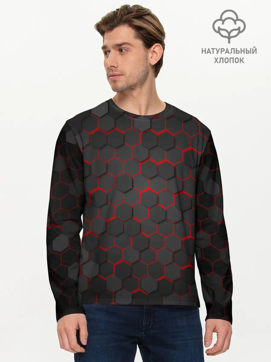 Мужской лонгслив базовый / OCTAGON красный (P007_P004ooo2005513, P004ooo2005513)