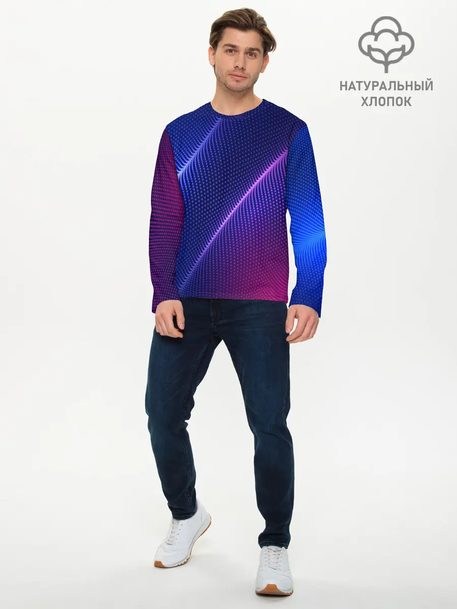 Мужской лонгслив базовый / фиолетово 3d волны 2020 (P007_P004ooo2010521, P004ooo2010521)