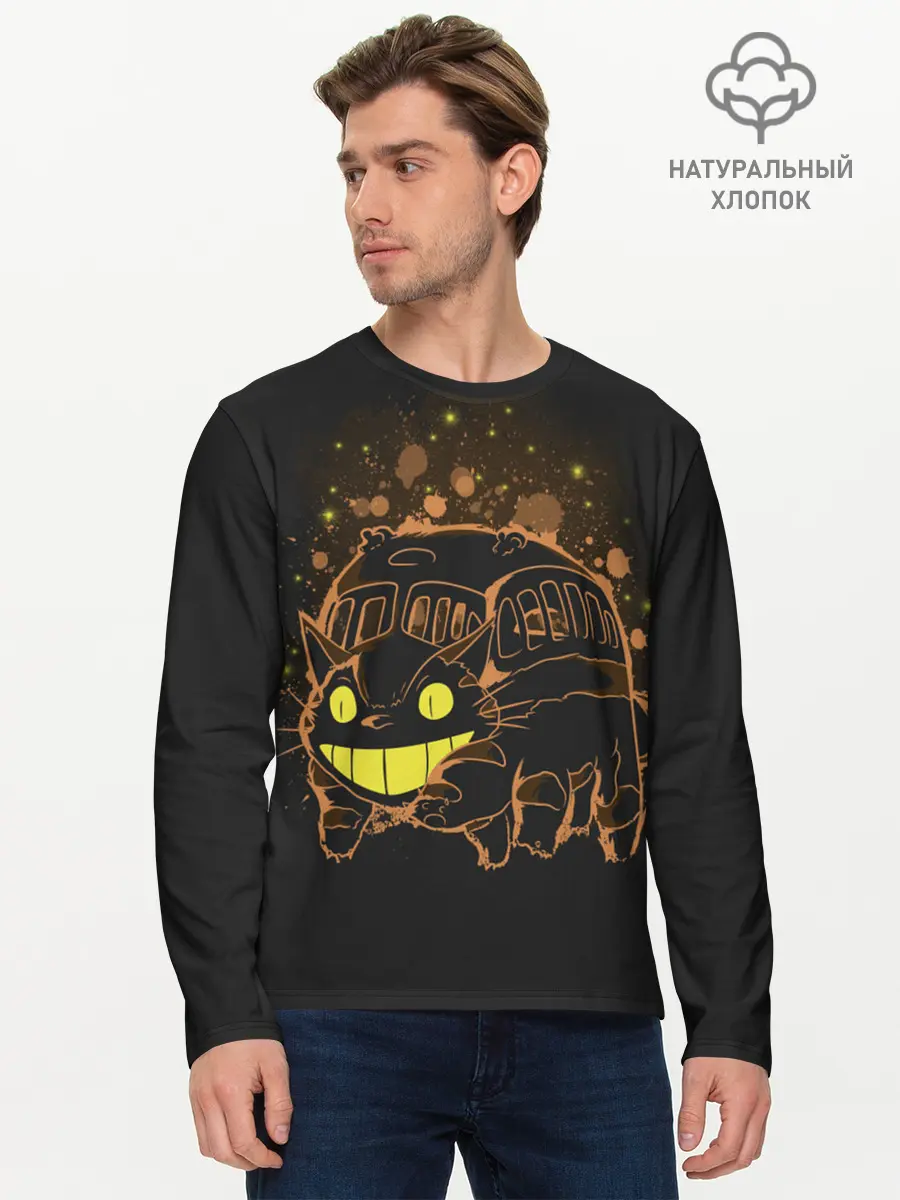 Мужской лонгслив базовый / My Neighbor Totoro оранжевый кот (P007_P004ooo2012817, P004ooo2012817)