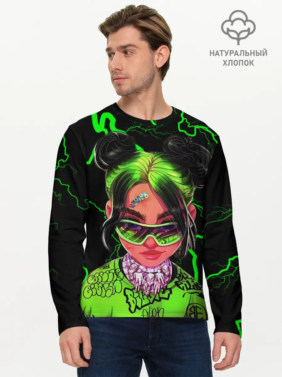 Мужской лонгслив базовый / BILLIE EILISH (P007_P004ooo2016999, P004ooo2016999)